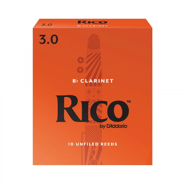 D'Addario RCA1030 Rico Bb Klarnet Kamışı No: 3.0 (Orta Seviye/Eğitim) - 10'lu Paket | Orta Sertlik, Kolay Ses Çıkarımı ve Klasik Turuncu Kutu ürün görseli 1
