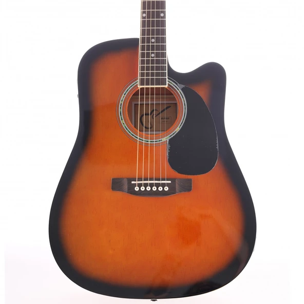 Almira F650N-SBC Elektro Akustik Gitar - Sunburst (Başlangıç/Orta - Cutaway Kasa) | Sunburst Finish, Sahne Kullanımı İçin Ekolayzer Sistemi, Kapalı Mekanizma Burgular | Ölçüler: 41 İnç Standart Dreadn ürün görseli 1