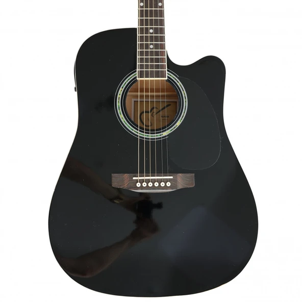 Almira F650N-BKC Elektro Akustik Gitar - Siyah (Başlangıç/Orta - Cutaway Kasa) | Siyah Parlak Cila, Kesik Kasa (Cutaway), Dahili Akort Cihazlı Preamp Sistemi | Ölçüler: 41 İnç Standart Dreadnought ürün görseli 1