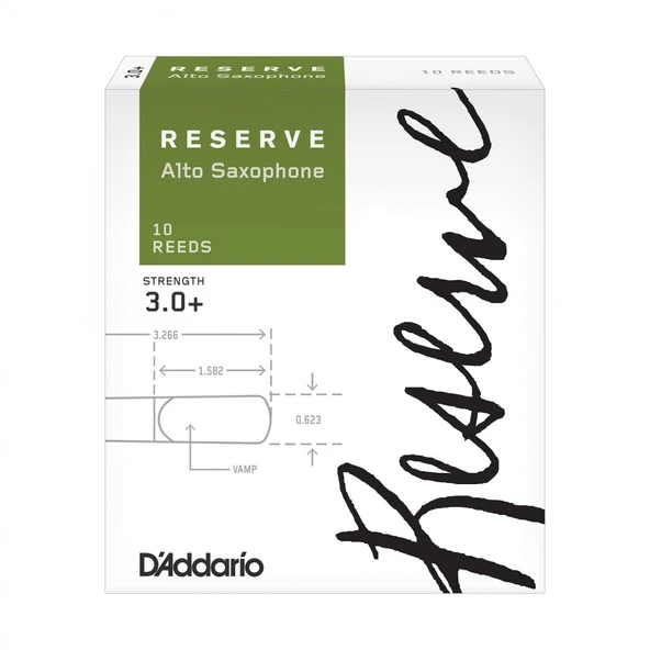 D'Addario DJR10305 Reserve Alto Saksafon Kamışı No: 3.0+ (Profesyonel) - 10'lu Paket | Dosyalı Kesim, Zengin Harmonik Yapı ve Hassas Kontrol ürün görseli 1