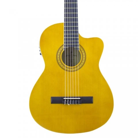 Miguel Angela MA2-CE-N Elektro Klasik Gitar (Orta Seviye - Cutaway Kasa) | Dahili Preamp ve Ekolayzer Sistemi, Naturel Parlak Cila, Alt Perdelere Kolay Erişim | Uyum: 4/4 (Tam Boy) Standart ürün görseli 1