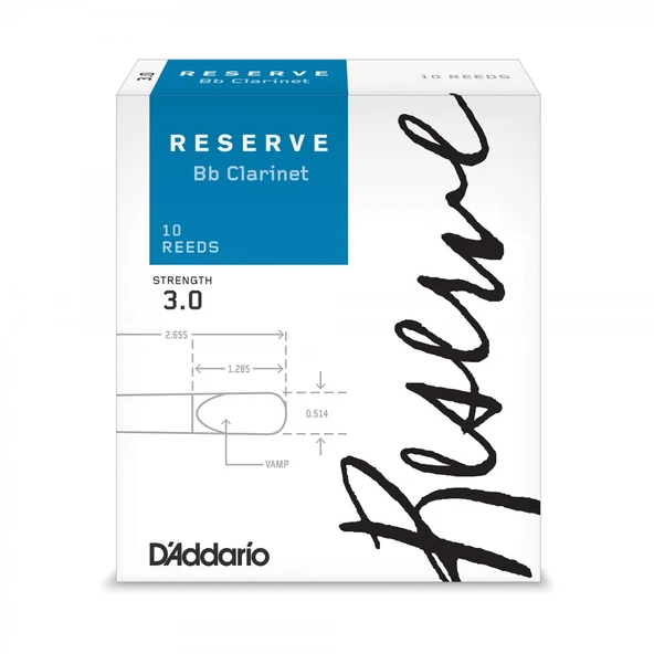 D'Addario DCR1030 Reserve Bb Klarnet Kamışı No: 3.0 (Profesyonel) - 10'lu Paket | Tutarlı Performans ve Zengin Ses Rengi ürün görseli 1