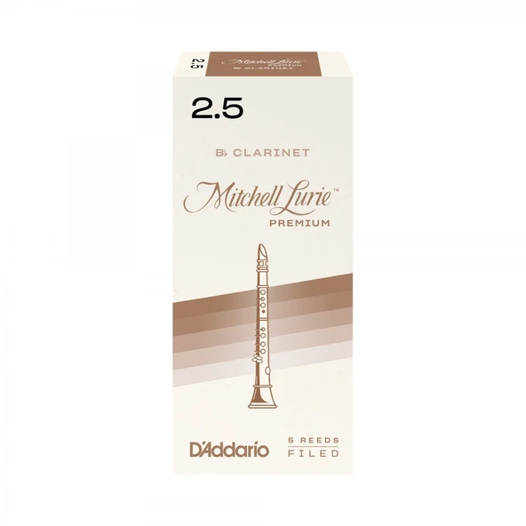 D'Addario RMLP5BCL250 Mitchell Lurie Premium Bb Klarnet Kamışı No: 2.5 (Orta Seviye/Eğitim) - 5'li Paket | Eğitim İçin İdeal Esneklik ve Üstün Malzeme Kalitesi ürün görseli 1