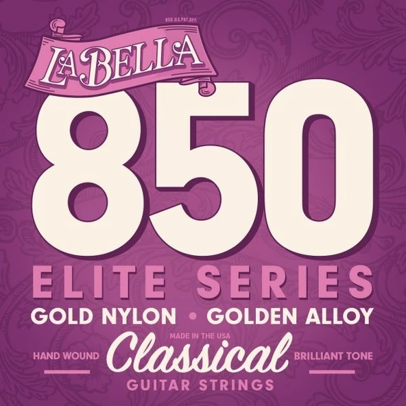 La Bella 850 Elite Klasik Gitar Teli Seti (Orta Seviye - Elite Series) | Geleneksel Naylon Tizler, Gümüş Kaplama Baslar, Yumuşak Tuşe ve Tatlı Ton Karakteri | Ölçüler: 4/4 Standart Klasik Gitar ürün görseli 1