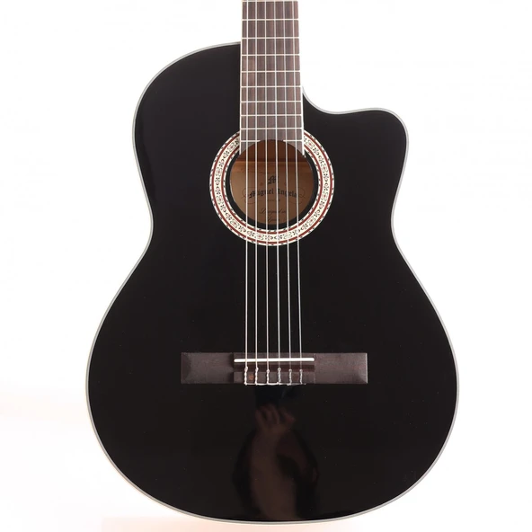 Miguel Angela MA1C-BK Cutaway Klasik Gitar - Siyah (Başlangıç/Orta - Kesik Kasa) | Alt Perdelere Kolay Erişim (Cutaway), Siyah Mat Cila, Modern Tasarım | Uyum: 4/4 (Tam Boy) Standart ürün görseli 1