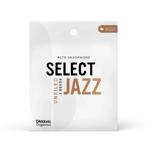 D'Addario ORRS03ASX3S Organic Select Jazz Unfiled Alto Saksafon Kamışı No: 3 Soft (Profesyonel/Caz) - 3'lü Paket | Kimyasalsız Organik Tarım Sertifikalı ve Net Caz Tınısı ürün görseli 1