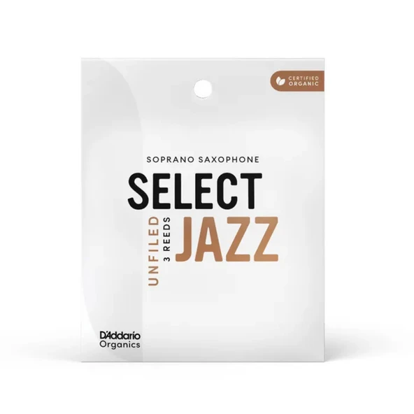 D'Addario ORRS03SSX2H Organic Select Jazz Unfiled Soprano Saksafon Kamışı No: 2 Hard (Profesyonel/Caz) - 3'lü Paket | Kimyasalsız Organik Tarım Sertifikalı, Üstün Projeksiyon ve Net Caz Tınısı ürün görseli 1