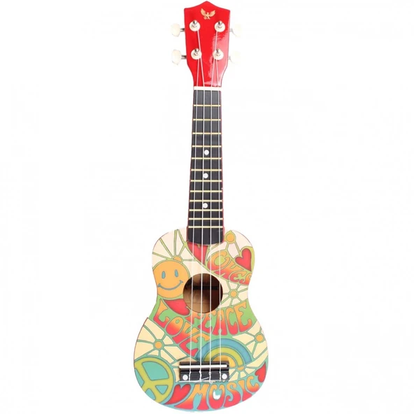 Angel Auk21-lopt Soprano Ukulele - Desenli (başlangıç - Grafik Seri) | Özel Desenli Gövde Tasarımı, Hafif Ve Ergonomik Kasa, Naylon Teller | Ölçüler: 21 İnç / 330 Mm Skala ürün görseli 1