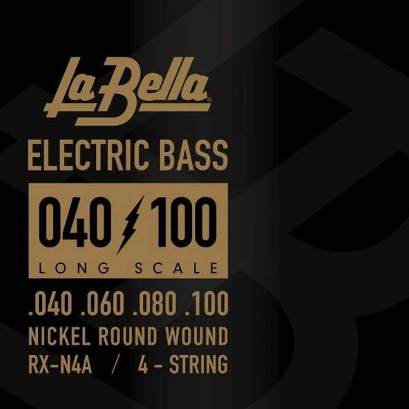 La Bella RX-N4A RX Serisi Bas Gitar Teli (Profesyonel - 4 Telli 40-100) | Nikel Kaplama, İnce (Light) Tansiyon, Hızlı Tepki ve Rahat Parmak Hissi | Ölçüler: .040, .060, .080, .100 ürün görseli 1