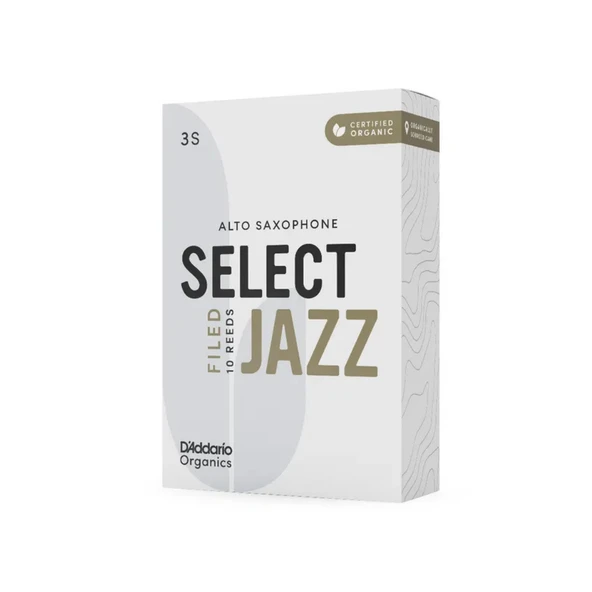 D'Addario ORSF10ASX3S Organic Select Jazz Filed Alto Saksafon Kamışı No: 3 Soft (Profesyonel/Caz) - 10'lu Paket | Kimyasalsız Organik Tarım Sertifikalı, Parlak ve Net Ton ürün görseli 1