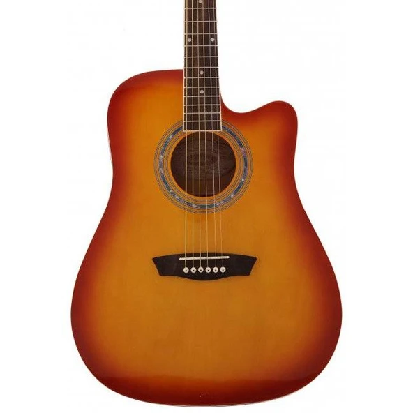 Washburn WA90CETS Elektro Akustik Gitar - Tobacco Sunburst (Orta Seviye - Cutaway) | Dahili Barcus Berry EQ4T Preamp ve Tuner, Ladin Kapak, Maun Arka ve Yanlar | Uyum: Sahne ve Kayıt Kullanımı ürün görseli 1