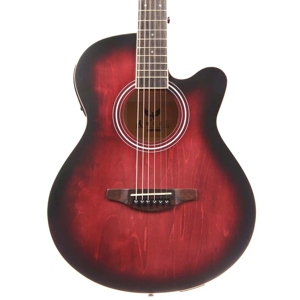 Angel AFG200CE-TRD Elektro Akustik Gitar | Kırmızı Saydam Cila Cutaway ürün görseli 1