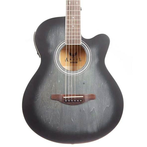 Angel AFG200CE-TBK Elektro Akustik Gitar | İnce Kasa Siyah Saydam Cila ürün görseli 1