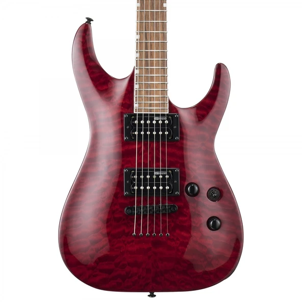 Esp Ltd Lmh200Qmntstbc Mh-200Qm See Thru Black Cherry (orta Seviye - Mh Serisi) | Kapitone Akçaağaç Kapak, Sabit Köprü (string-thru), Kavak Gövde, Esp Tasarımı Humbucker | Ölçüler: 648 Mm Skala Uzunlu ürün görseli 1
