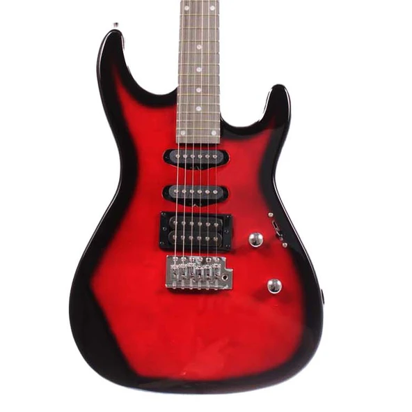 Angel AEG09-RD Transparent Wine Red Burst Elektro Gitar | Şık Bordo Geçişli Renk Çift Humbucker ürün görseli 1