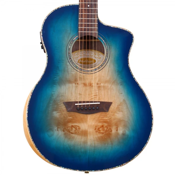 Washburn BTA-BLUBCE Bella Tono Vite Alure Elektro Akustik | Egzotik Burl Kapak Göz Alıcı Tasarım ürün görseli 1