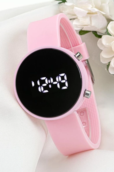 Pudra Pembe Led Büyük Kız Çocuk Kol Saati ST-304040 ürün görseli 1