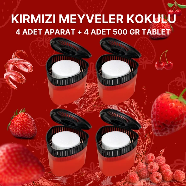 4 Adet 500GR - KIRMIZI MEYVELER - Nem Alıcılı Ve Rutubet Giderici Aparat Üçgen (TABLET DAHİL) ürün görseli 1