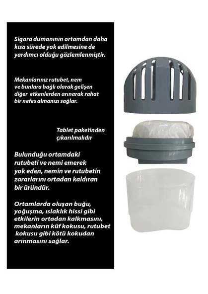 Gri, Naturel - 250GR - Nem Alıcı Aparat (TABLET DAHİL) ürün görseli 1