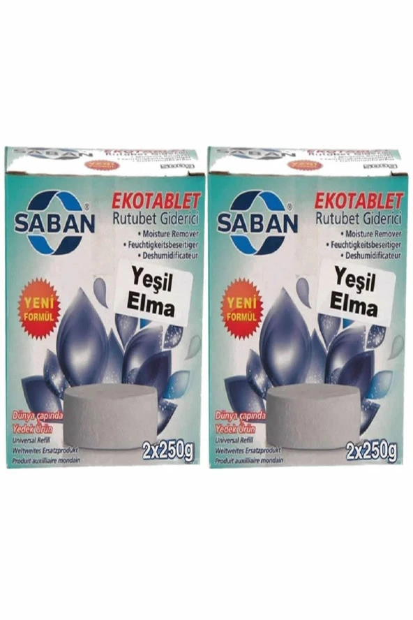 2 Adet 2x250 gr Nem Alıcı Rutubet Giderici Yedek Tablet Yeşil Elma ürün görseli 1