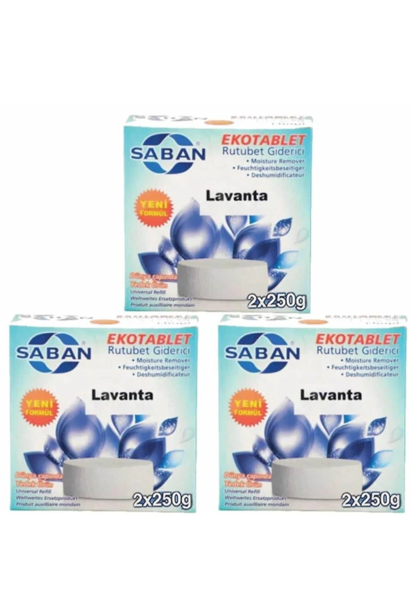 3 Adet 2x250 gr Nem Alıcı Rutubet Giderici Yedek Tablet Lavanta ürün görseli 1
