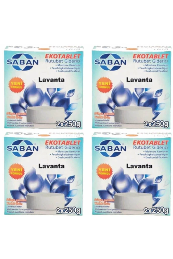 4 Adet 2x250 gr Nem Alıcı Rutubet Giderici Yedek Tablet Lavanta ürün görseli 1