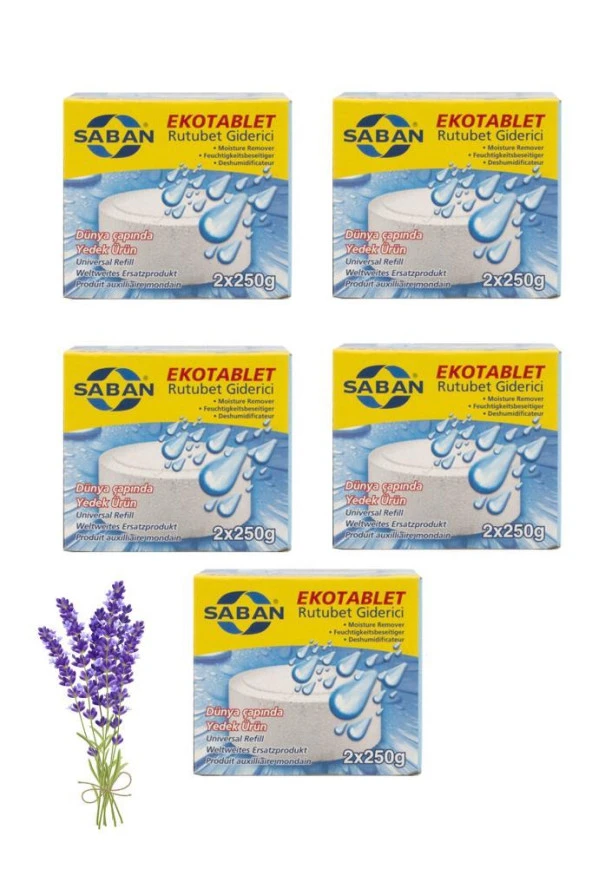 5 Adet 2x250 gr Nem Alıcı Rutubet Giderici Yedek Tablet Lavanta ürün görseli 1