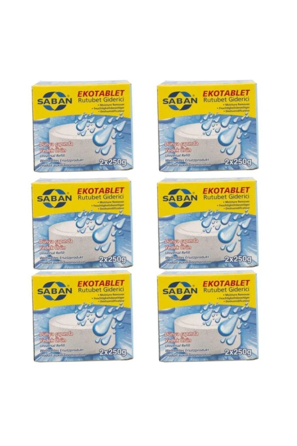 6 Adet 2x250 gr Nem Alıcı Rutubet Giderici Yedek Tablet Natural ürün görseli 1