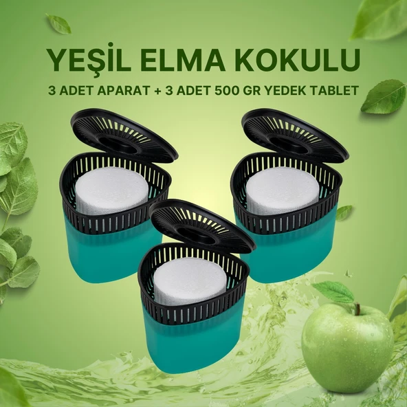 3 Adet 500GR - YEŞİL ELMA - Nem Alıcılı Ve Rutubet Giderici Aparat Üçgen (TABLET DAHİL) ürün görseli 1