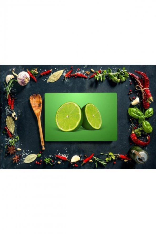 Yeşil Limon Görünümlü | Cam Kesme Tahtası  | 20 cm x 30 cm ürün görseli 1