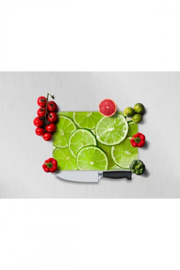 Cam Kesim Tablası (20cm X 30cm) Yeşil Limonlar ürün görseli 1