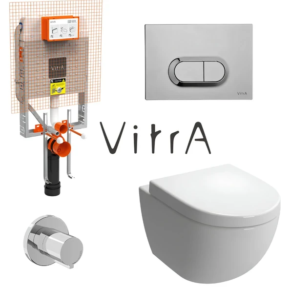 Vitra Sento Kanalsız Klozet Beyaz Asma Klozet 7748B003-0559, Vitra Gömme Rezervuar Set 768-1851 ürün görseli 1