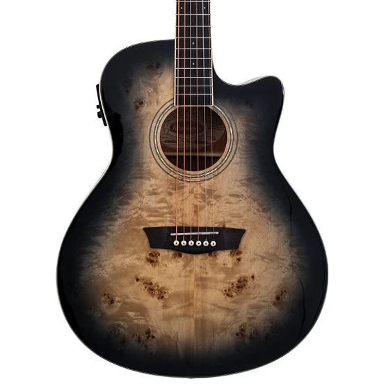 Washburn DFBACEB Deep Forest Burl Ace Black Fade Elektro Akustik | Şık Siyah Fade Cila Gelişmiş Elektronikler ürün görseli 1