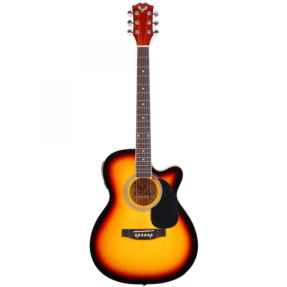 Angel AFG100CE-SB Elektro Akustik Gitar - Sunburst (Başlangıç/Orta - Cutaway) | Kesik Kasa Tasarımı, Dahili Ekolayzer ve Preamp Sistemi, Ihlamur Ağacı Gövde | Ölçüler: 41 İnç Standart Kasa ürün görseli 1