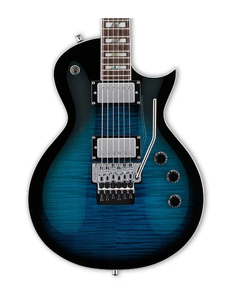 ESP LTD LAS1FRFMBLKAQSB Alex Skolnick Signature AS-1FR Black Aqua Sunburst Elektro Gitar | Alevli Kapak Floyd Rose Köprü ürün görseli 1