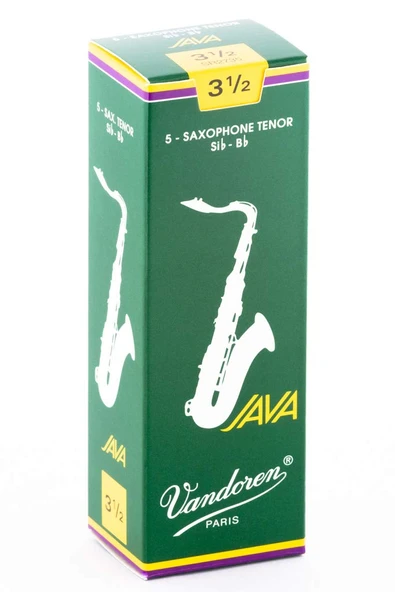 Vandoren SR2735 Java Green Tenor Saksafon Kamışı No: 3.5 (Profesyonel/Caz) - 5'li Paket | Klasik Tenor Sesi, Güçlü Projeksiyon ve Mavi Kutu Karakteri ürün görseli 1