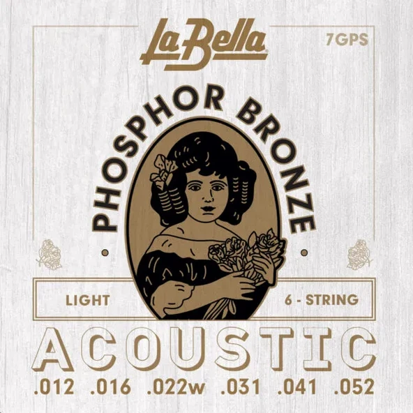 La Bella 7GPS Fosfor Bronz Akustik Gitar Teli (12-52) | Zengin Harmonikler Dayanıklı Sarım ürün görseli 1