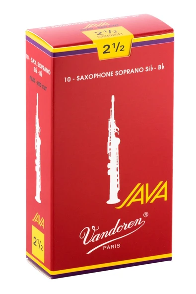 Vandoren SR3025R Java Red Cut Soprano Saksafon Kamışı No: 2.5 (Profesyonel/Caz) - 10'lu Kutu | Dengeli Sertlik, Hızlı Tepki ve Modern Caz Tınısı ürün görseli 1
