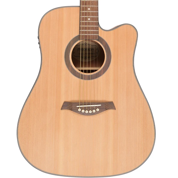 Madison MAG-41MCE-N Elektro Akustik Gitar (Başlangıç/Orta - Cutaway) | 41 İnç Dreadnought Kasa, Dahili Ekolayzer ve Preamp, Naturel Parlak Bitiş | Ölçüler: 648 mm Skala Uzunluğu ürün görseli 1