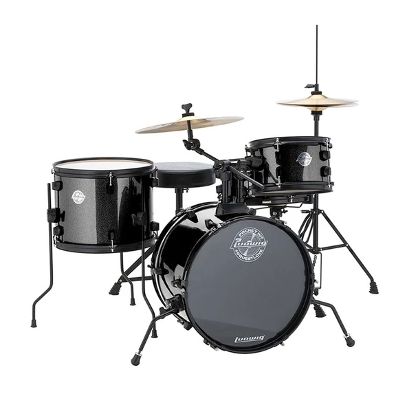 Ludwig LC178X016 The Pocket Kit (Black Sparkle) | Questlove İmzalı Çocuk Davul Seti Tam Takım ürün görseli 1