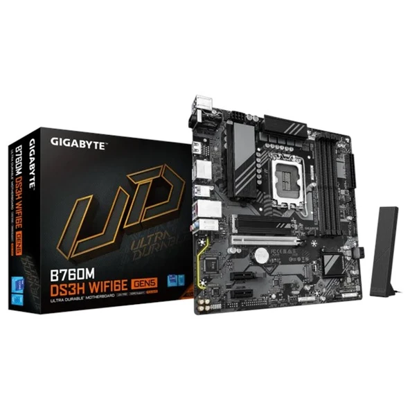 GIGABYTE Gigabyte B760M DS3H WF6E GEN5 D5 1700P Vga Hdmi Dp ürün görseli 1