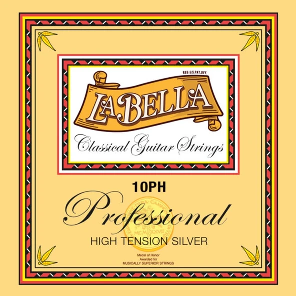 La Bella 10PH Professional Klasik Gitar Teli (Profesyonel - Konser Serisi) | High Tension (Sert), Gümüş Kaplama Sargı, Naylon Çekirdek ve Kristal Tizler | Ölçüler: Standart Klasik Gitar Ölçüsü ürün görseli 1