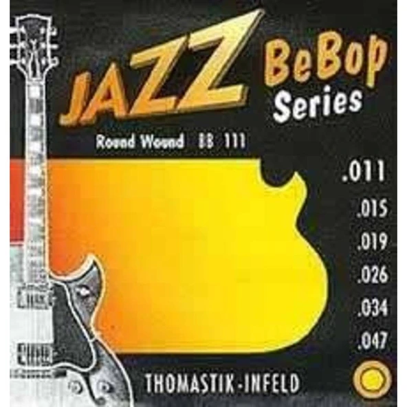 Thomastik Bb111 Bebop Elektro Gitar Teli (profesyonel - Jazz & Blues Serisi) | Round Wound (yuvarlak Sarım), Saf Nikel, Sıcak Ve Zengin Harmonik Yapı | Ölçüler: 0.011 - 0.050 İnç Takım ürün görseli 1