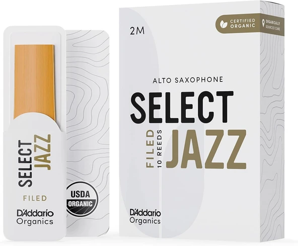 D'Addario ORSF10ASX2M Organic Select Jazz Filed Alto Saksafon Kamışı No: 2 Medium (Profesyonel/Caz) - 10'lu Paket | Kimyasalsız Organik Tarım Sertifikalı ve Orta Sertlikte Doğal Ses ürün görseli 1
