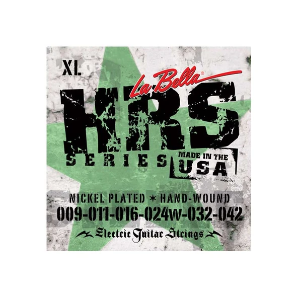La Bella LB-HRS-XL Elektro Gitar Teli - 09-42 (Profesyonel - HRS Serisi) | Nikel Kaplama Çelik, Ekstra Hafif (Extra Light) Gerilim, Yüksek Çıkışlı (High Output) Parlak Tonlar | Ölçüler: .009 - .042 ürün görseli 1