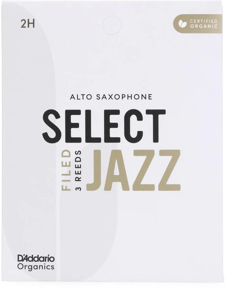 D'Addario ORSF03ASX2H Organic Select Jazz Filed Alto Saksafon Kamışı No: 2 Hard (Profesyonel/Caz) - 3'lü Paket | Kimyasalsız Organik Tarım Sertifikalı ve Dosyalı (Filed) Kesim ürün görseli 1