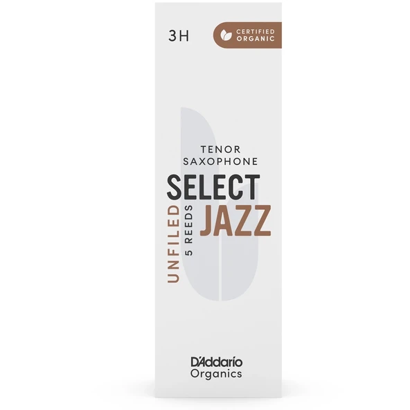 D'Addario ORRS05TSX3H Organic Select Jazz Unfiled Tenor Saksafon Kamışı No: 3 Hard (Profesyonel/Caz) - 5'li Paket | Kimyasalsız Organik Tarım Sertifikalı ve Güçlü Projeksiyon ürün görseli 1