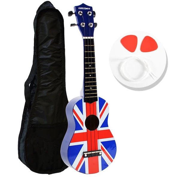 Manuel Raymond KA325ENG Soprano Ukulele Seti - İngiltere (Başlangıç - Özel Tasarım) | İngiltere Bayrak Desenli Gövde, Maun Materyal, Naylon Teller, Kılıf ve Aksesuar Hediyeli | Ölçüler: Soprano Boy ürün görseli 1