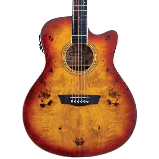 Washburn DFBACEA Deep Forest Burl Ace Amber Fade Elektro Akustik | Kesik Kasa Sahne Preamp Sistemi ürün görseli 1