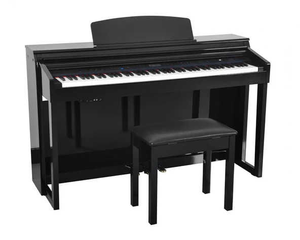 Artesia DP-150E-BP Dijital Piyano - Lake Siyah (Üst Segment - Konsol Piyano) | Parlak Lake Siyah (Black Polished) Finish, Gerçekçi Çekiç Aksiyonu, Yüksek Güçlü Hoparlör Sistemi | Ölçüler: 1370 x 430 x ürün görseli 1